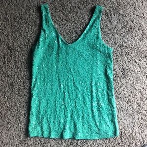 “J. Crew” Seafoam Green Sequin Tank